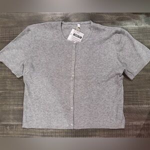 Light Gray Ribbed Top sweater- size large